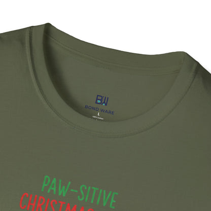 "Paw-sitive Christmas Vibes" Holiday Dog T-Shirt