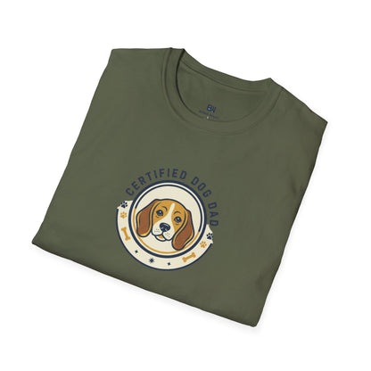 "Certified Dog Dad" Retro-Style Badge T-Shirt