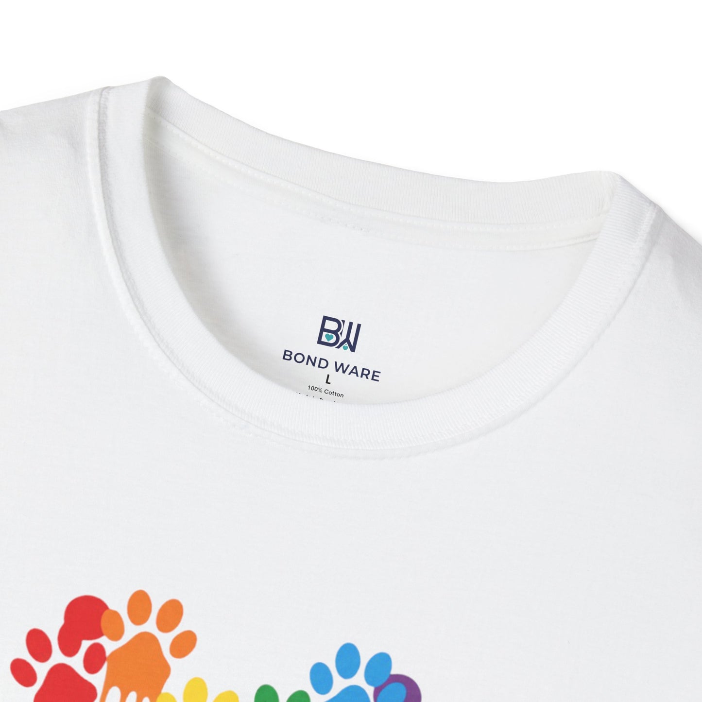 Colorful Paw Print Heart Graphic Tee