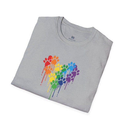 Colorful Paw Print Heart Graphic Tee