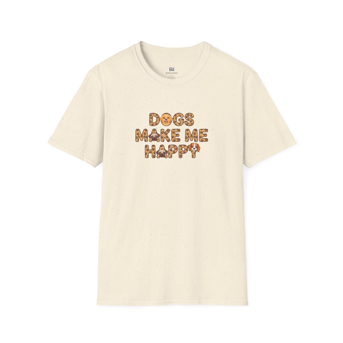 "Dogs Make Me Happy" Cute Cartoon Dog Tee