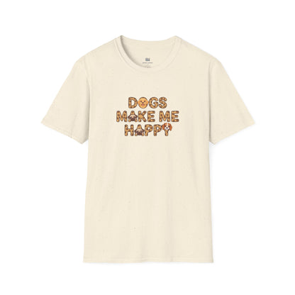 "Dogs Make Me Happy" Cute Cartoon Dog Tee