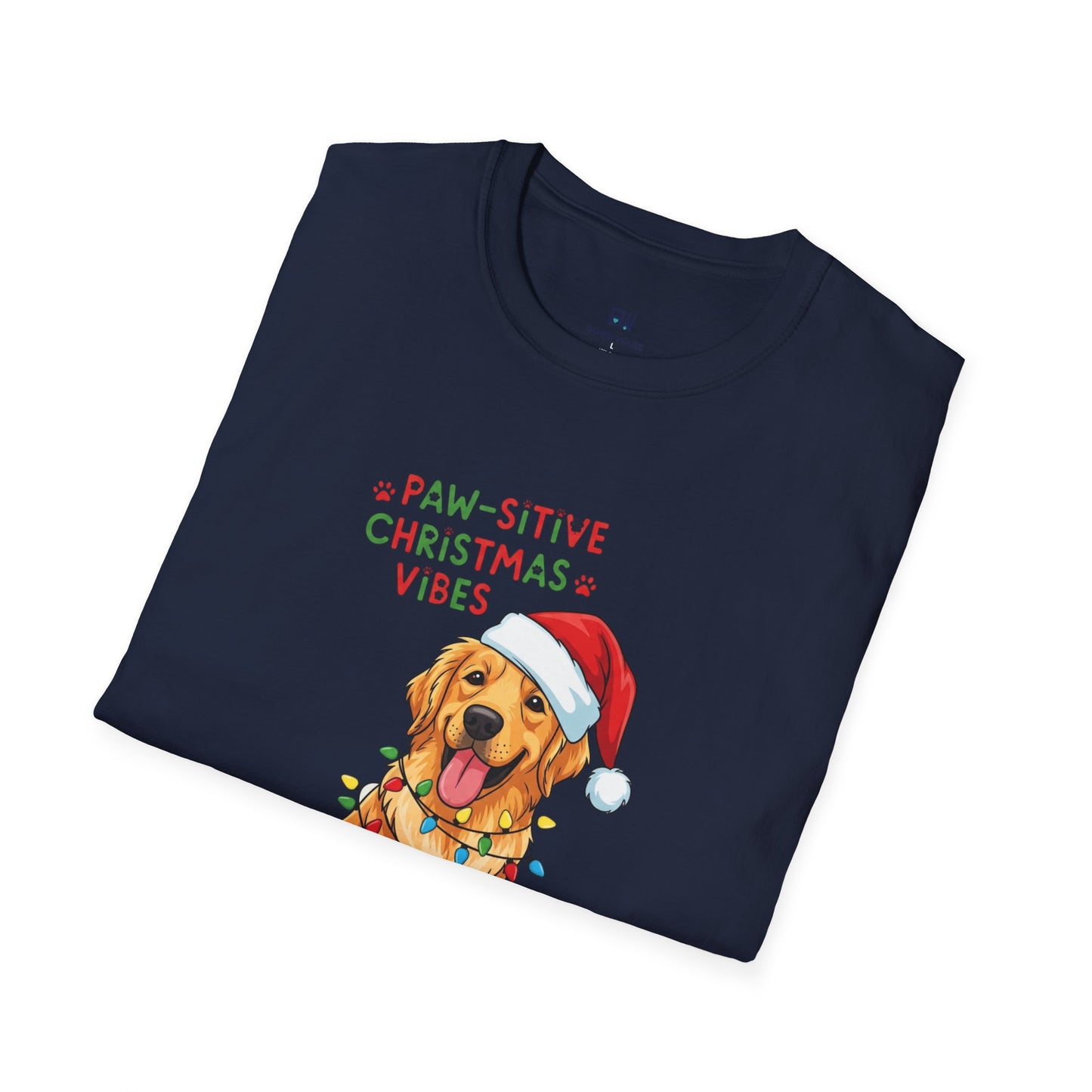 Adorable "Paw-sitive Christmas Vibes" Pup Tee