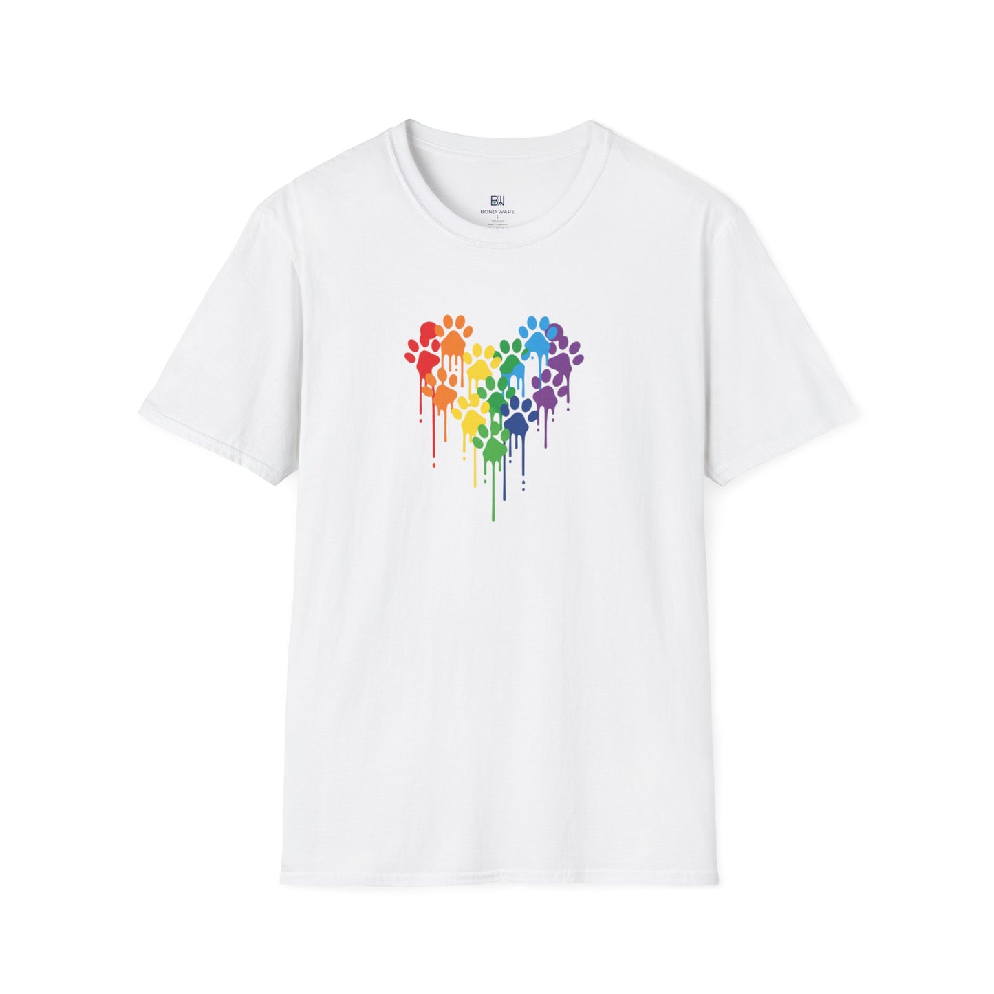 Colorful Paw Print Heart Graphic Tee