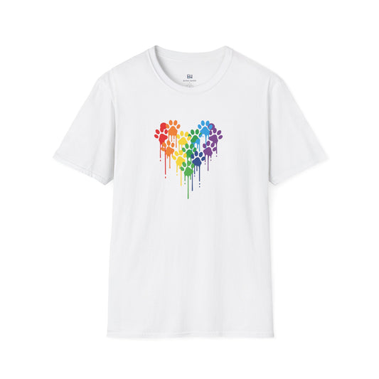 Colorful Paw Print Heart Graphic Tee