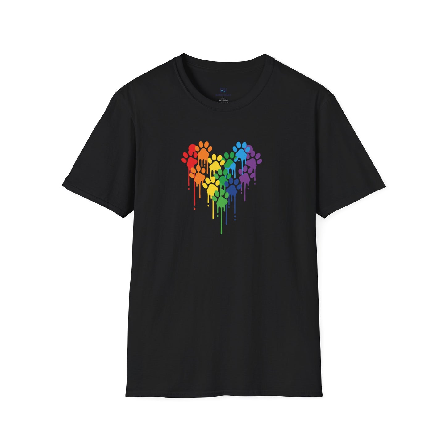 Colorful Paw Print Heart Graphic Tee