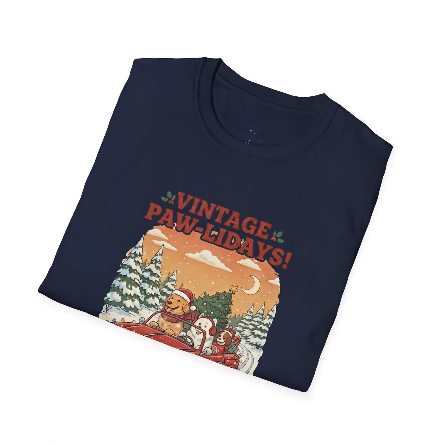 Vintage Paw-lidays Retro Christmas Dog Lover Holiday T-Shirt