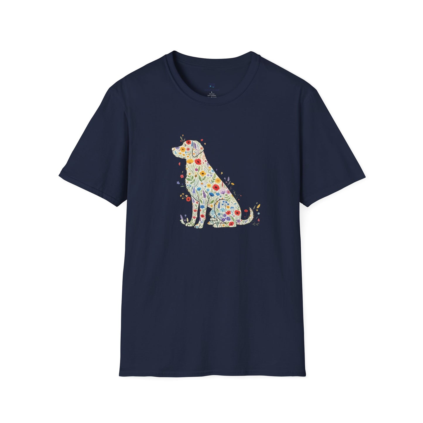 "Dog in Bloom" Floral Art T-Shirt