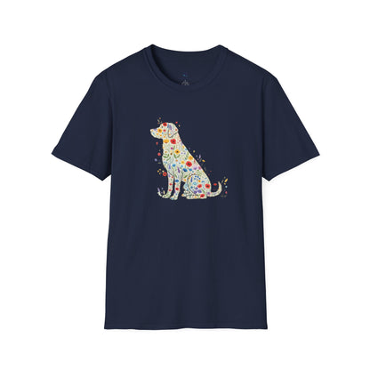 "Dog in Bloom" Floral Art T-Shirt