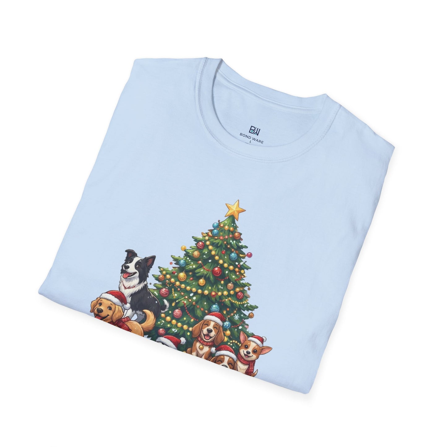 Christmas Dog Squad Tree Santa Hat Holiday T-Shirt