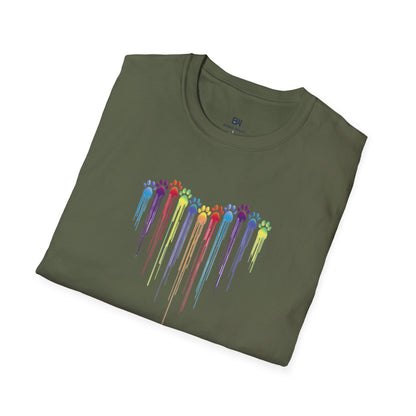 Rainbow "Paws of Love" Dripping Art Tee