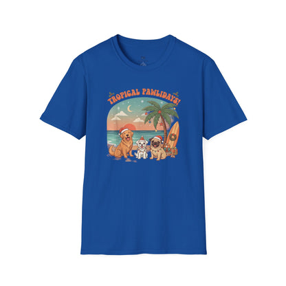 Cute Dogs on Beach Tropical Christmas Holiday T-Shirt
