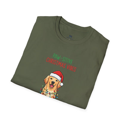 "Paw-sitive Christmas Vibes" Holiday Dog T-Shirt