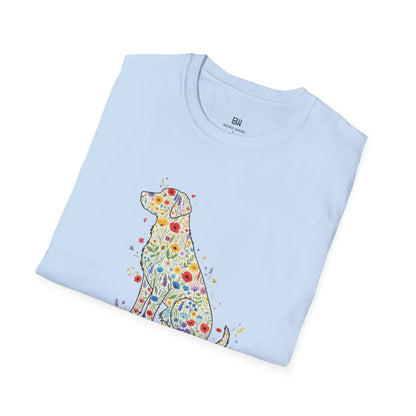 "Dog in Bloom" Floral Art T-Shirt