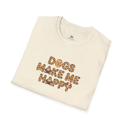 "Dogs Make Me Happy" Cute Cartoon Dog Tee