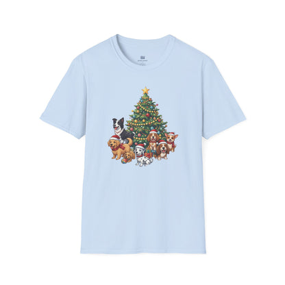 Christmas Dog Squad Tree Santa Hat Holiday T-Shirt
