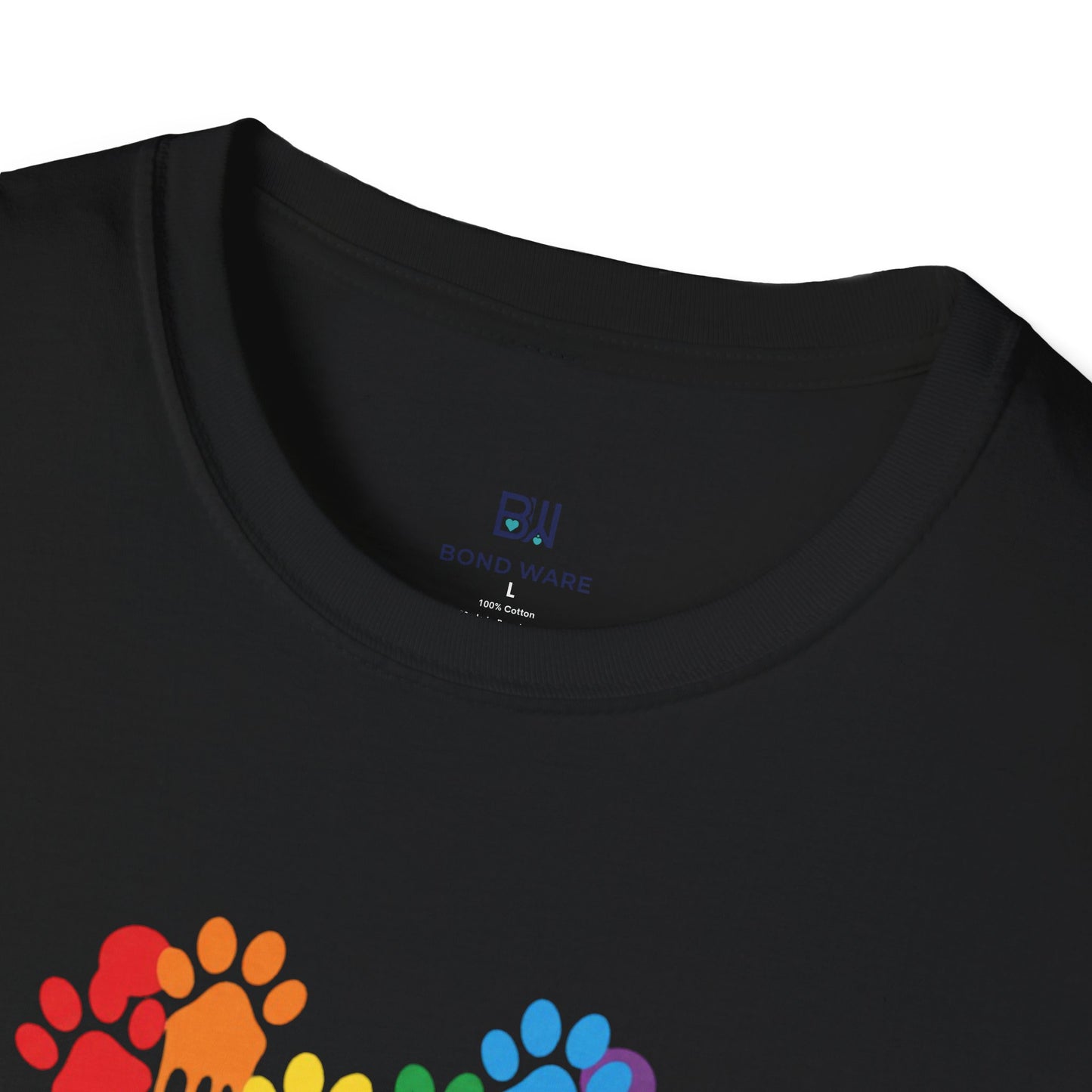 Colorful Paw Print Heart Graphic Tee