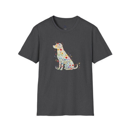 "Dog in Bloom" Floral Art T-Shirt