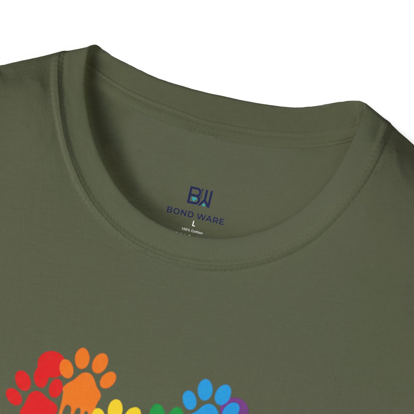 Colorful Paw Print Heart Graphic Tee