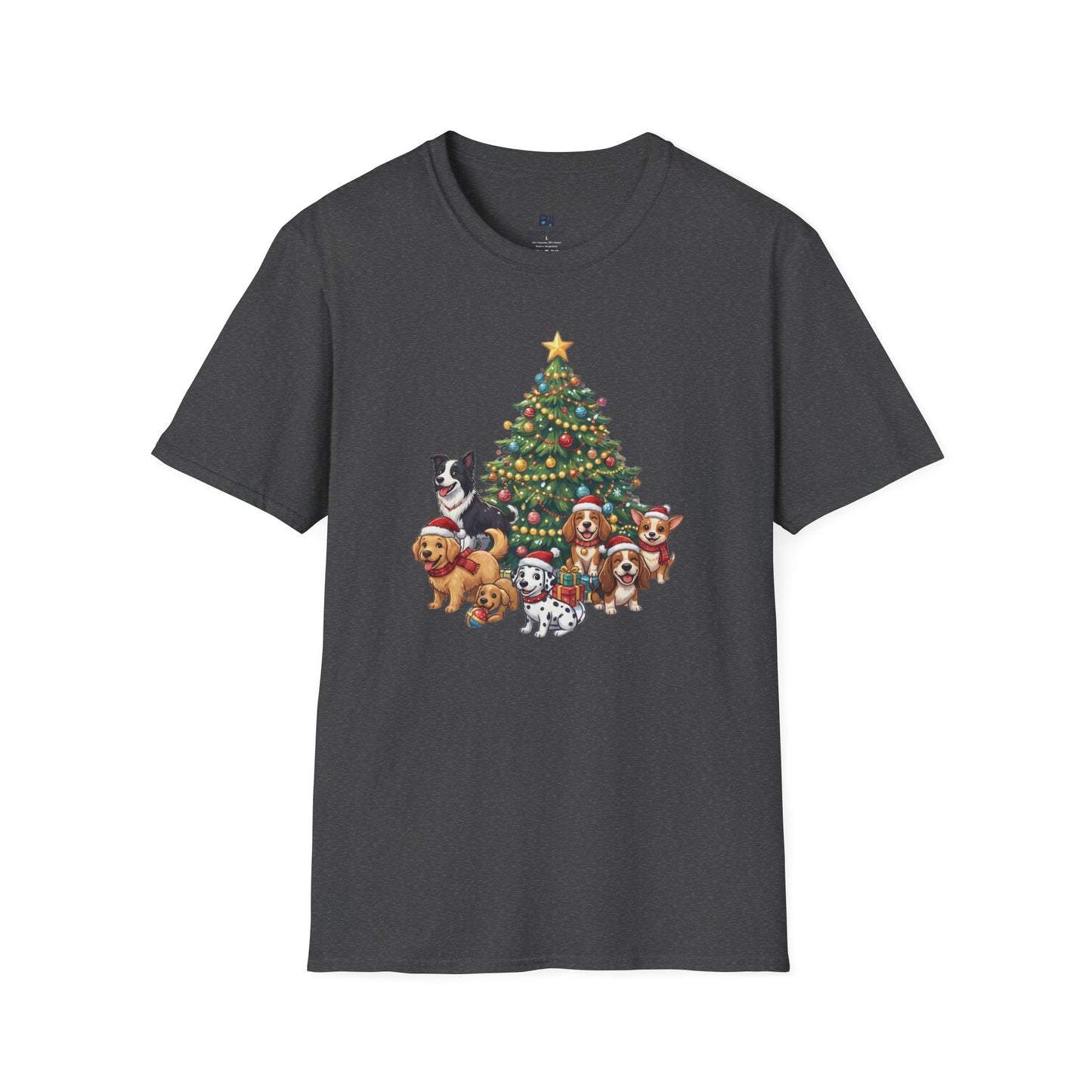 Christmas Dog Squad Tree Santa Hat Holiday T-Shirt