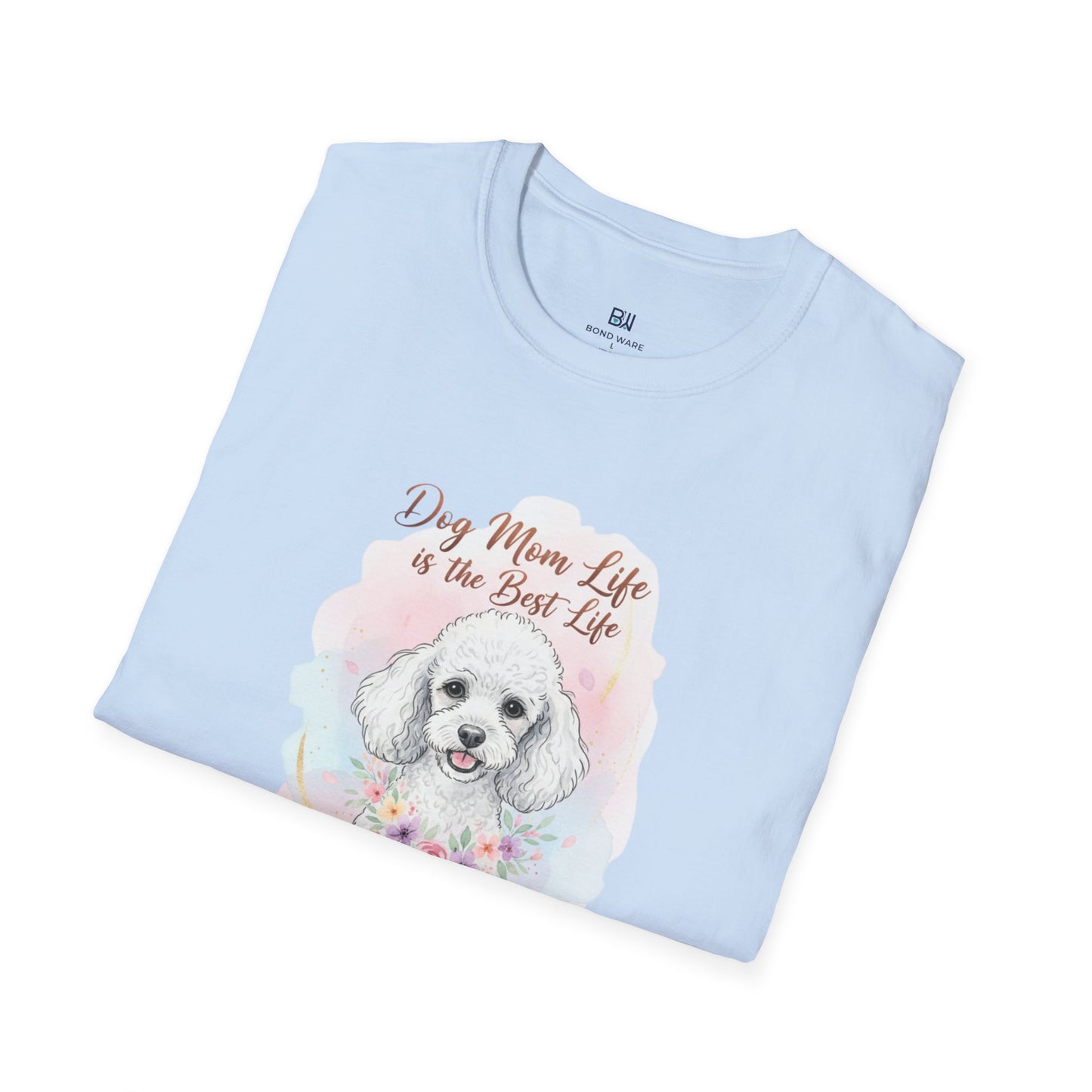 Elegant Poodle "Dog Mom Life" Watercolor T-Shirt