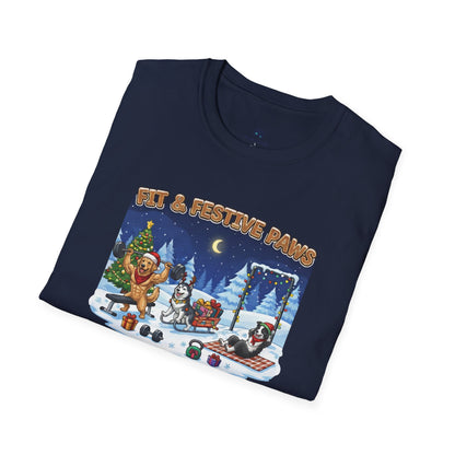 Merry Liftmas Fit & Festive Paws Dog Gym Holiday T-Shirt