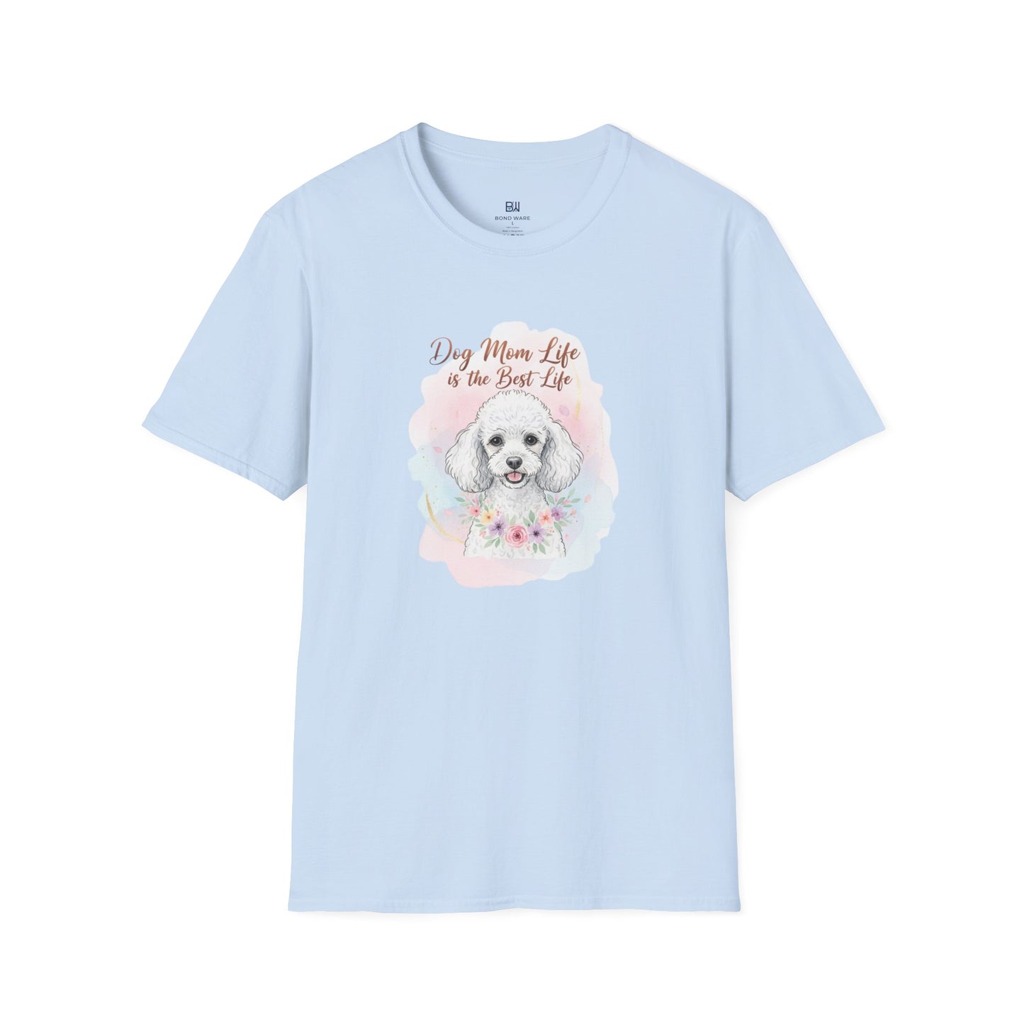 Elegant Poodle "Dog Mom Life" Watercolor T-Shirt
