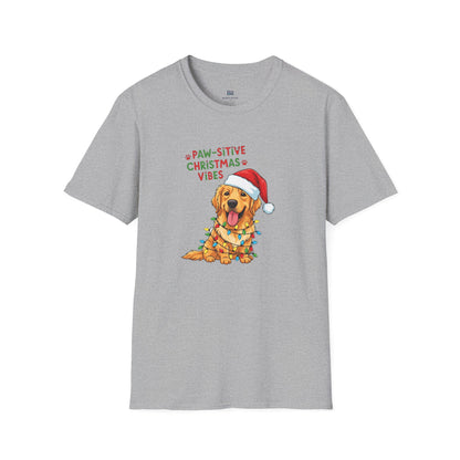 Adorable "Paw-sitive Christmas Vibes" Pup Tee