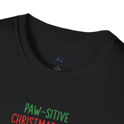 "Paw-sitive Christmas Vibes" Holiday Dog T-Shirt