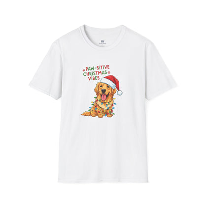 Adorable "Paw-sitive Christmas Vibes" Pup Tee