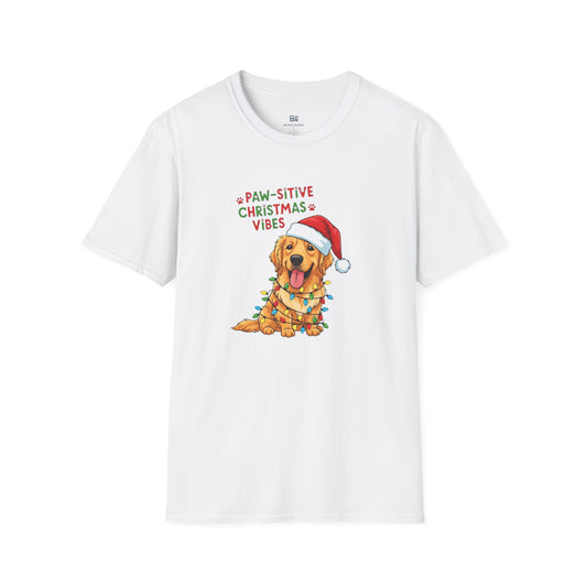 Adorable "Paw-sitive Christmas Vibes" Pup Tee