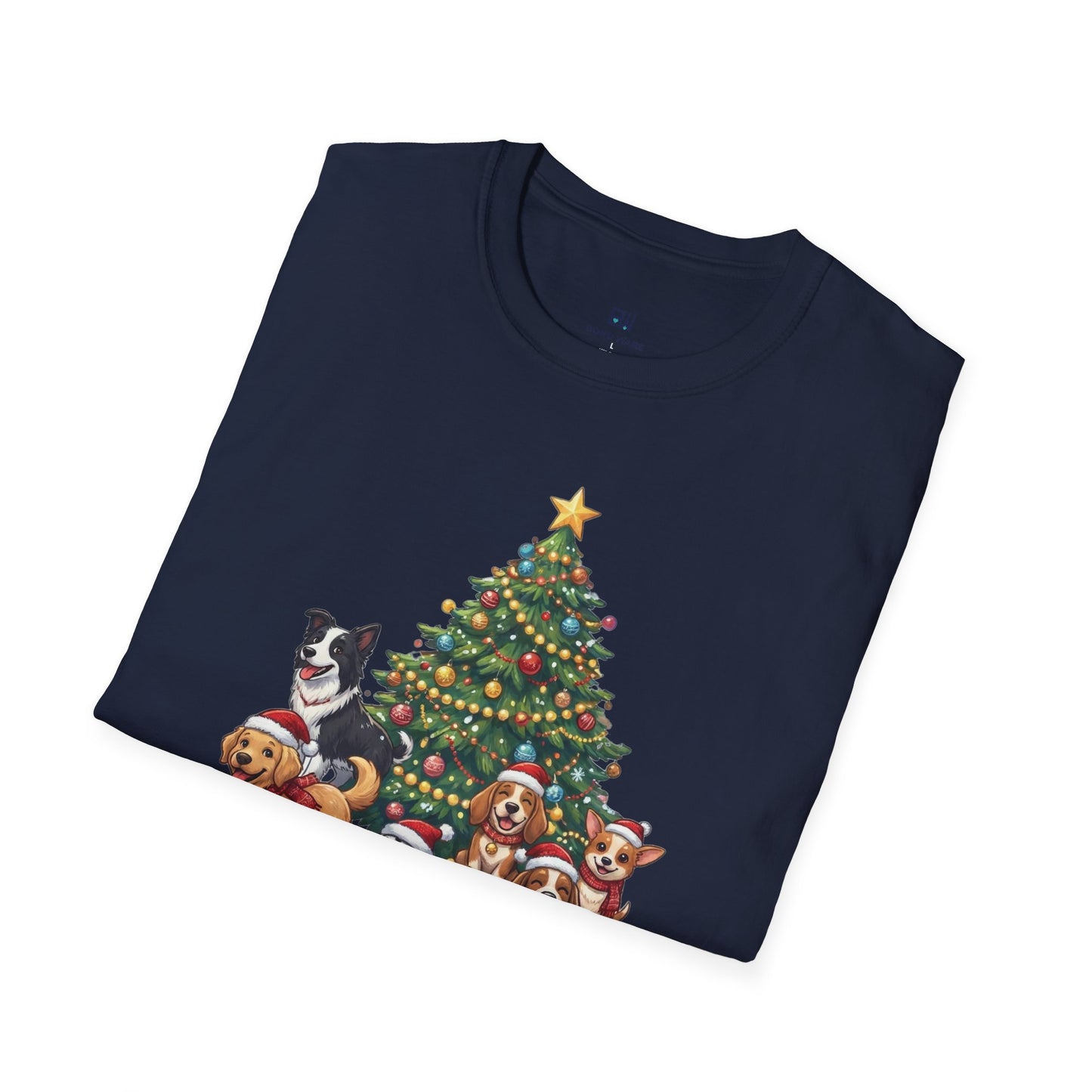 Christmas Dog Squad Tree Santa Hat Holiday T-Shirt