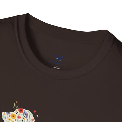 "Dog in Bloom" Floral Art T-Shirt