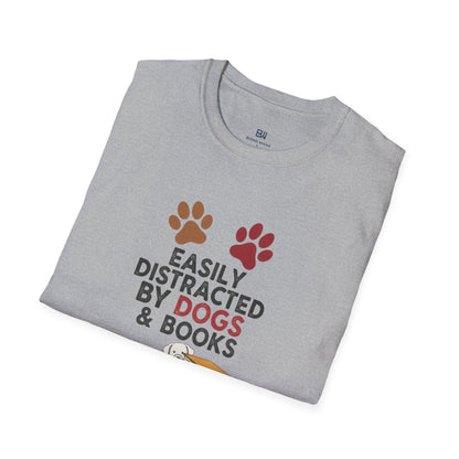 "Easily Distracted By Dogs & Books" Graphic Tee