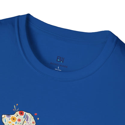 "Dog in Bloom" Floral Art T-Shirt