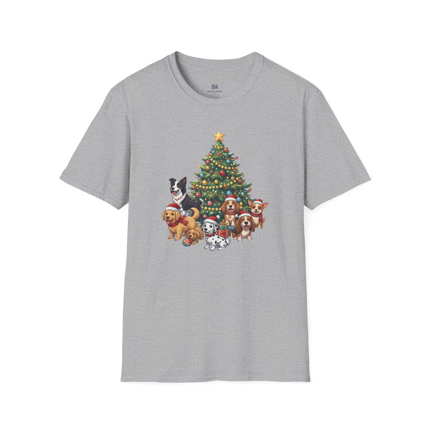 Christmas Dog Squad Tree Santa Hat Holiday T-Shirt