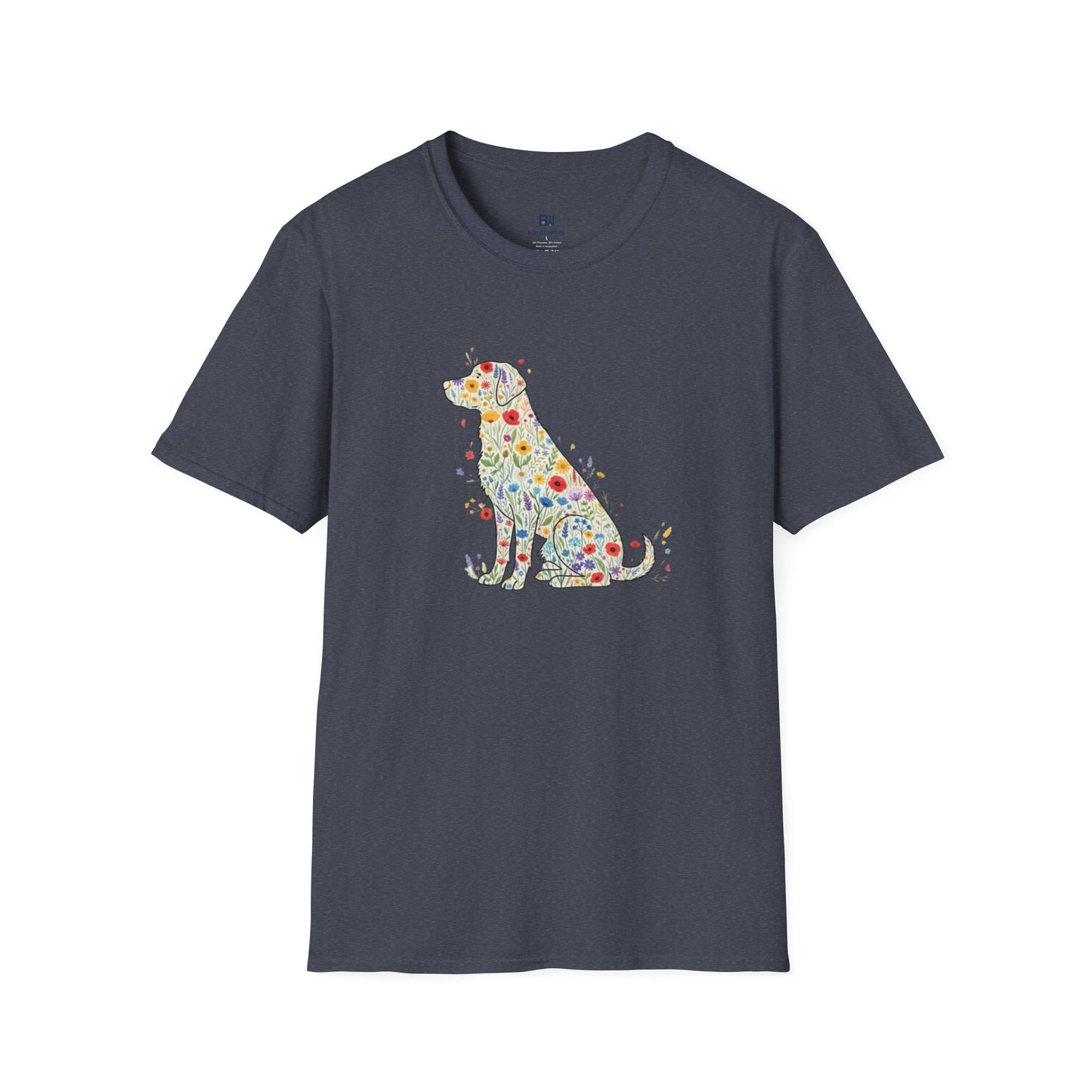 "Dog in Bloom" Floral Art T-Shirt