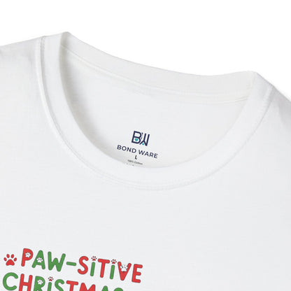 Adorable "Paw-sitive Christmas Vibes" Pup Tee