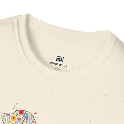 "Dog in Bloom" Floral Art T-Shirt