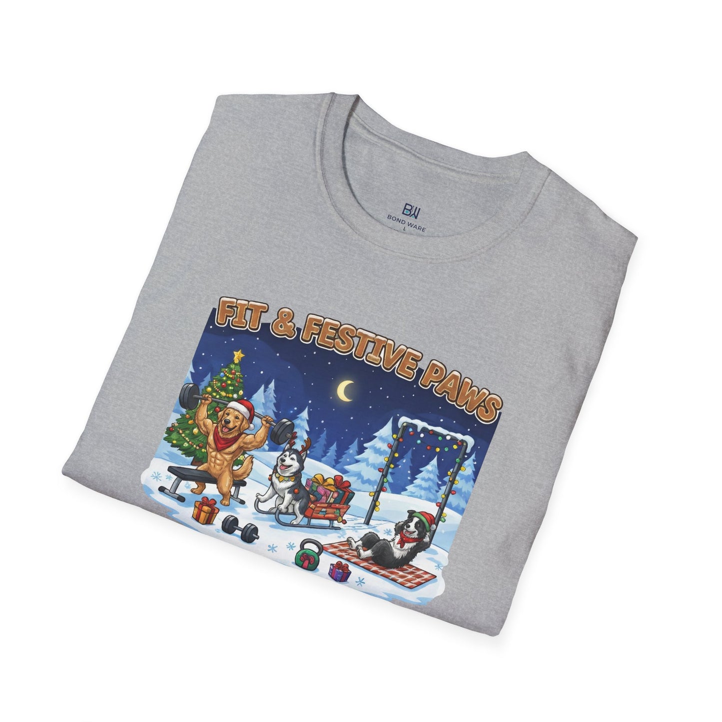 Merry Liftmas Fit & Festive Paws Dog Gym Holiday T-Shirt