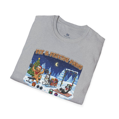 Merry Liftmas Fit & Festive Paws Dog Gym Holiday T-Shirt