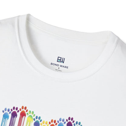 Rainbow "Paws of Love" Dripping Art Tee