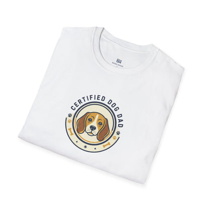 "Certified Dog Dad" Retro-Style Badge T-Shirt