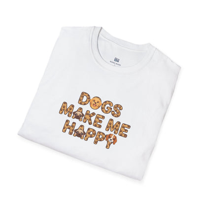 "Dogs Make Me Happy" Cute Cartoon Dog Tee