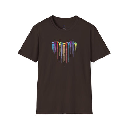 Rainbow "Paws of Love" Dripping Art Tee