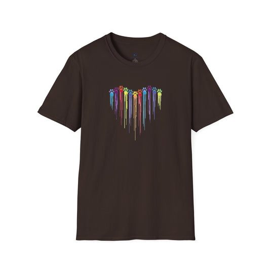 Rainbow "Paws of Love" Dripping Art Tee