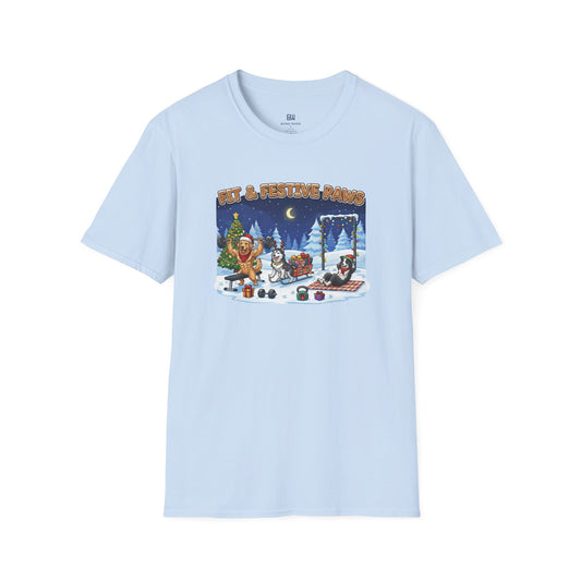 Merry Liftmas Fit & Festive Paws Dog Gym Holiday T-Shirt