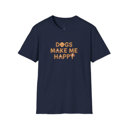 "Dogs Make Me Happy" Cute Cartoon Dog Tee