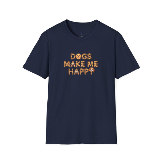 "Dogs Make Me Happy" Cute Cartoon Dog Tee