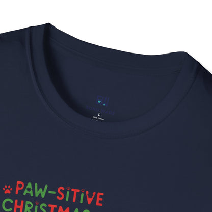 Adorable "Paw-sitive Christmas Vibes" Pup Tee